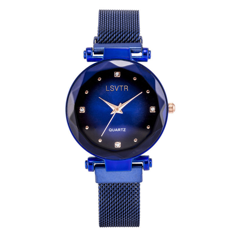 Montre à absorption de fer avec bracelet magnétique paresseux en quartz étoilé pour femme