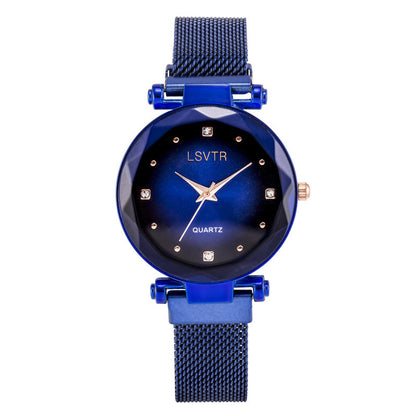 Montre à absorption de fer avec bracelet magnétique paresseux en quartz étoilé pour femme