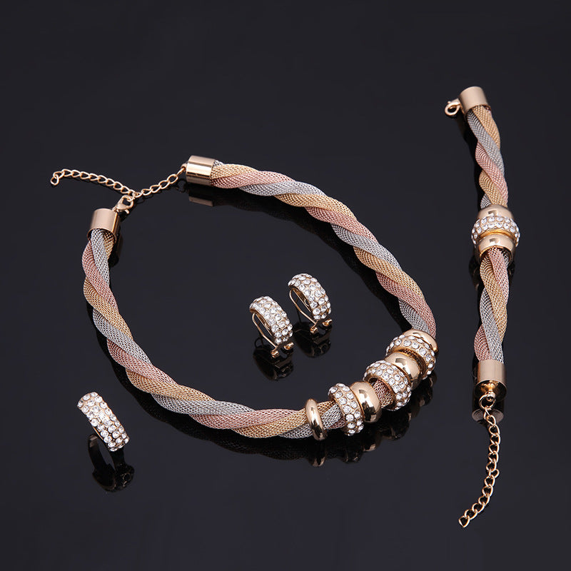 Fashion Gold-plated Four-piece Set With Diamonds