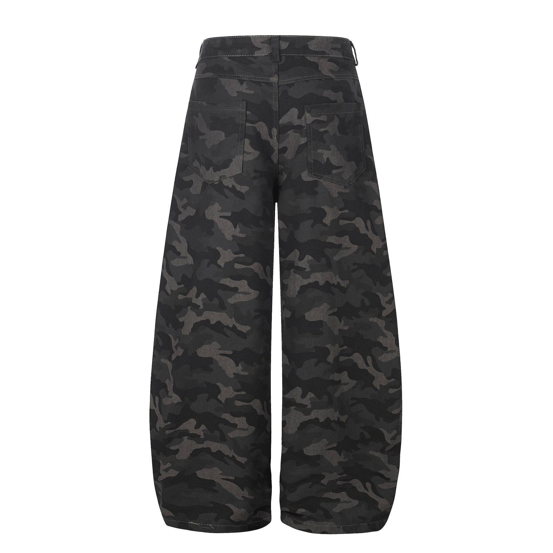 Camouflage Cargo Knife-Style Denim Pants, Unisex, Loose Wide-Leg