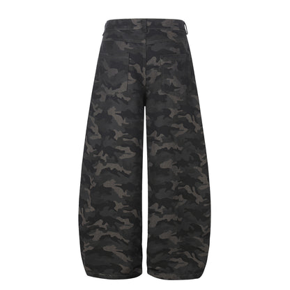 Pantalon cargo camouflage en jean, coupe couteau, unisexe, ample et large