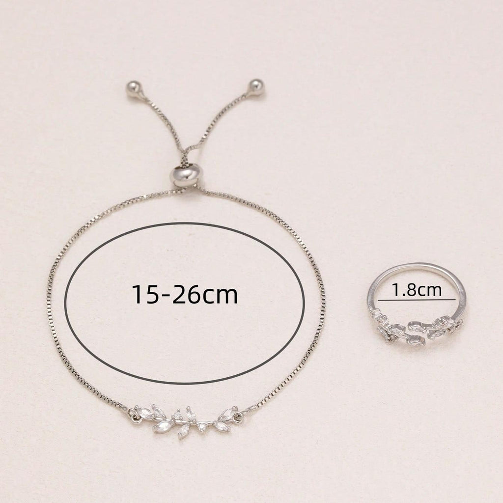 2 pulseras y anillos de circonita de cristal con forma de ojo de caballo de plata, pulsera elástica adecuada para trajes de diario y festivos de mujer