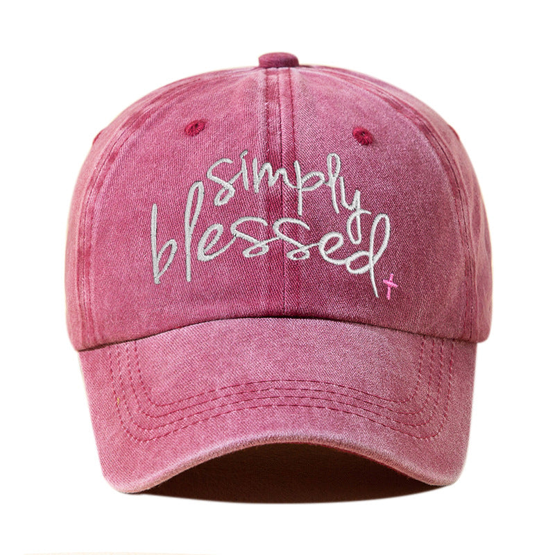 Casquette de baseball brodée de lettres anglaises à large bord «Simply Blessed»