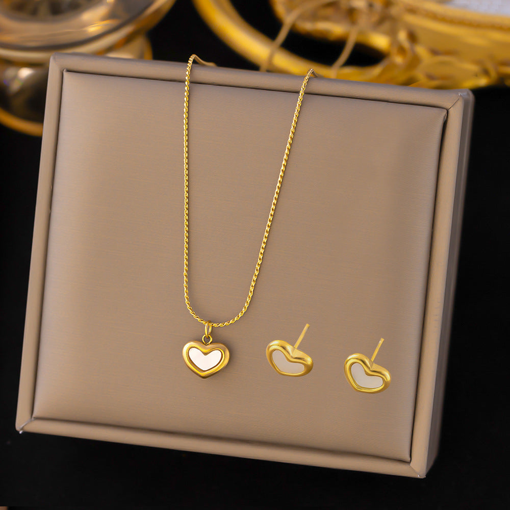 Juego de joyas de acero inoxidable para mujer: collar y pendientes