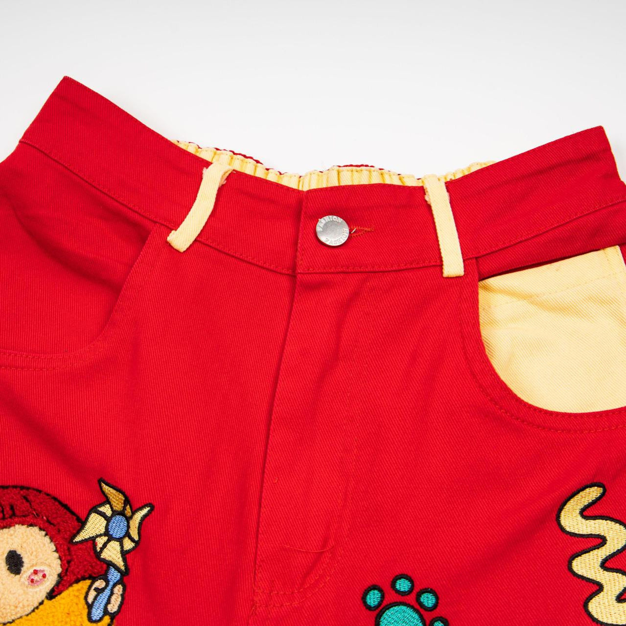 Cartoon plush seven quarter jeans
