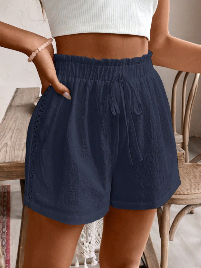 Pantalones cortos de color liso informales de verano sueltos que combinan con todo