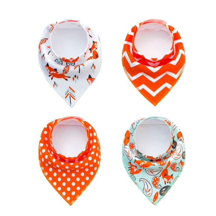 Lot de 4 bavoirs imprimés flèche vague triangle, accessoires bavoir bandana en coton pour bébé