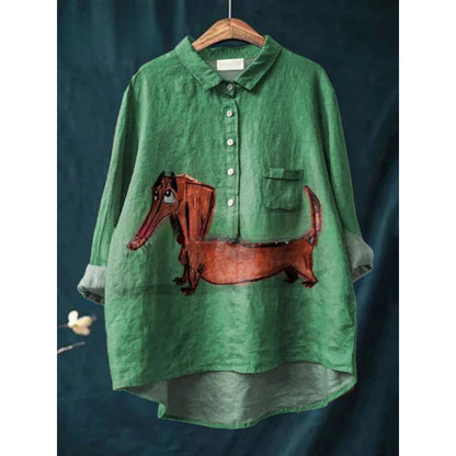 Chemise à imprimé animal numérique rétro de style européen et américain pour femmes