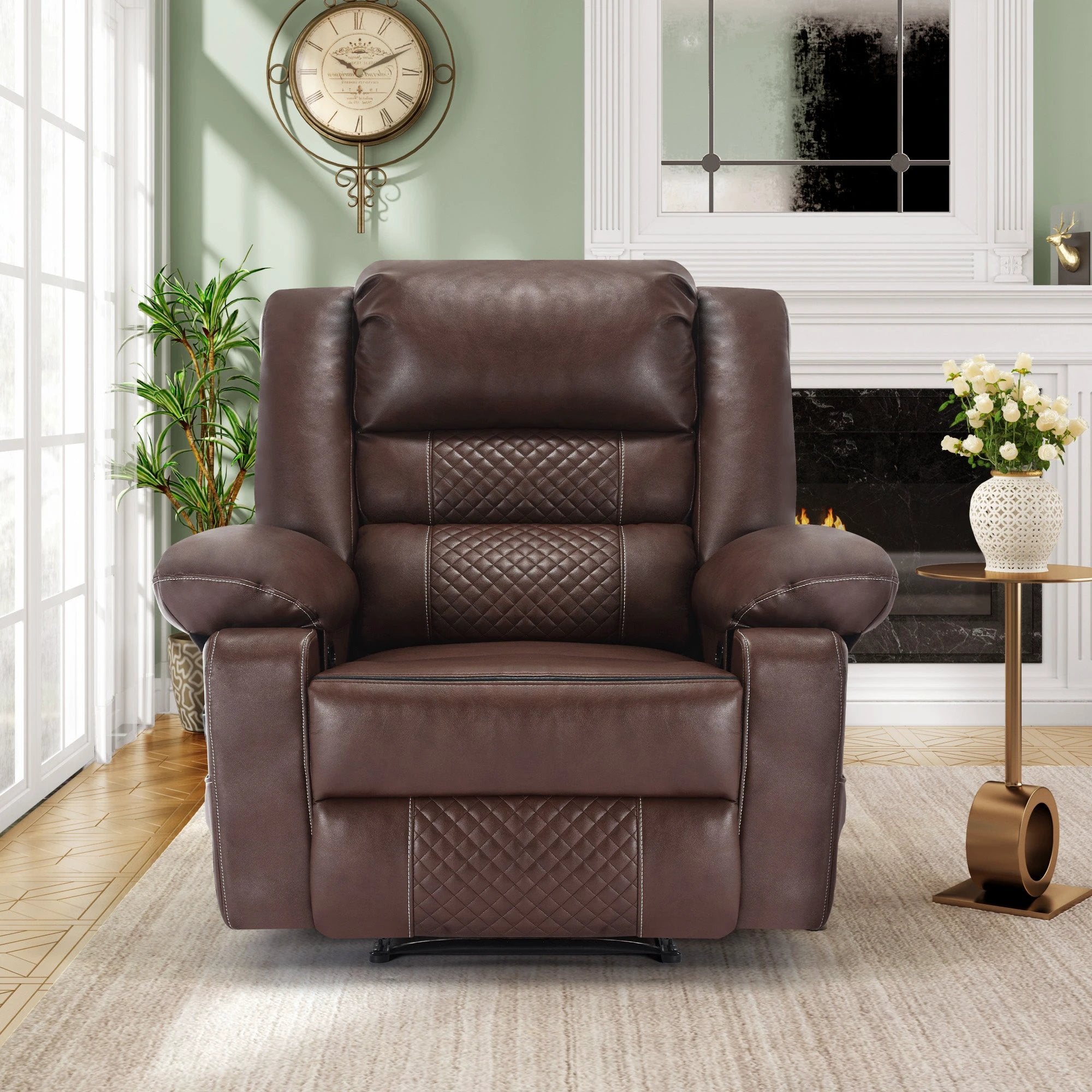 Breathable Leather Massage Recliner Chair Manual Living Room Reclining Sofa by eprolo