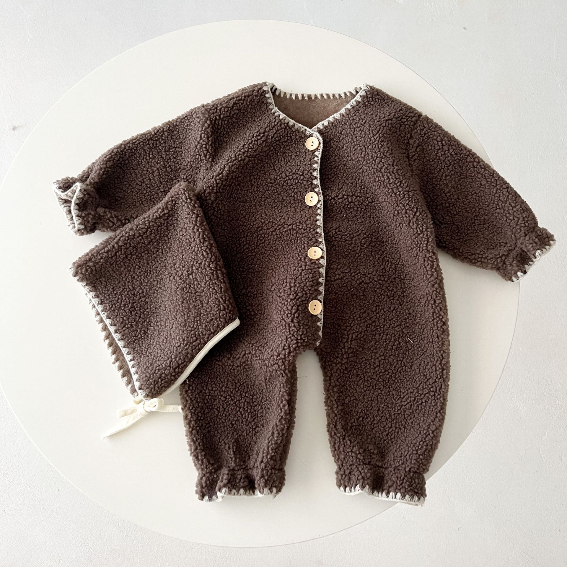 Combinaison une pièce bébé à doublure polaire style western, barboteuse longue