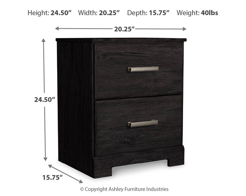 Belachime - Two Drawer Night Stand - Charcoal-1