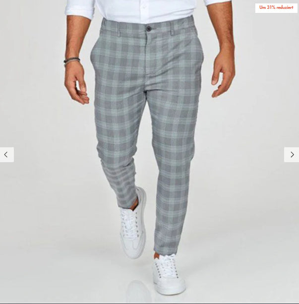 Pantalones a cuadros, pantalones informales para hombre, sueltos y finos