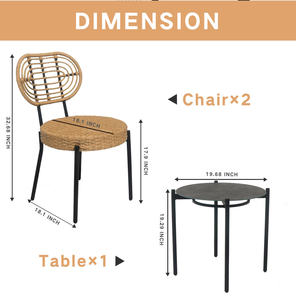 3 piezas de muebles de mimbre de lujo para exterior