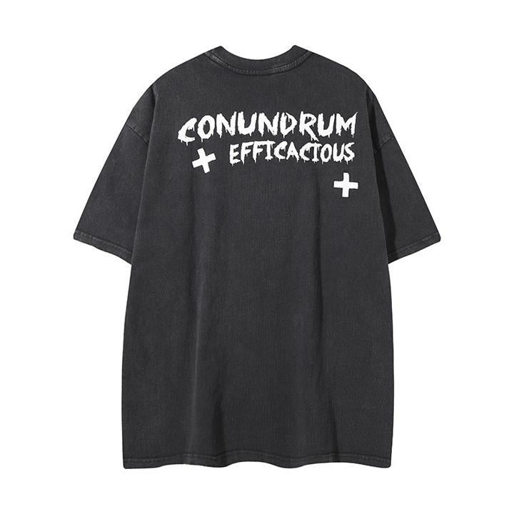 Camisa de manga corta de niña con estampado de cera blanca agrietada y ojos vendados