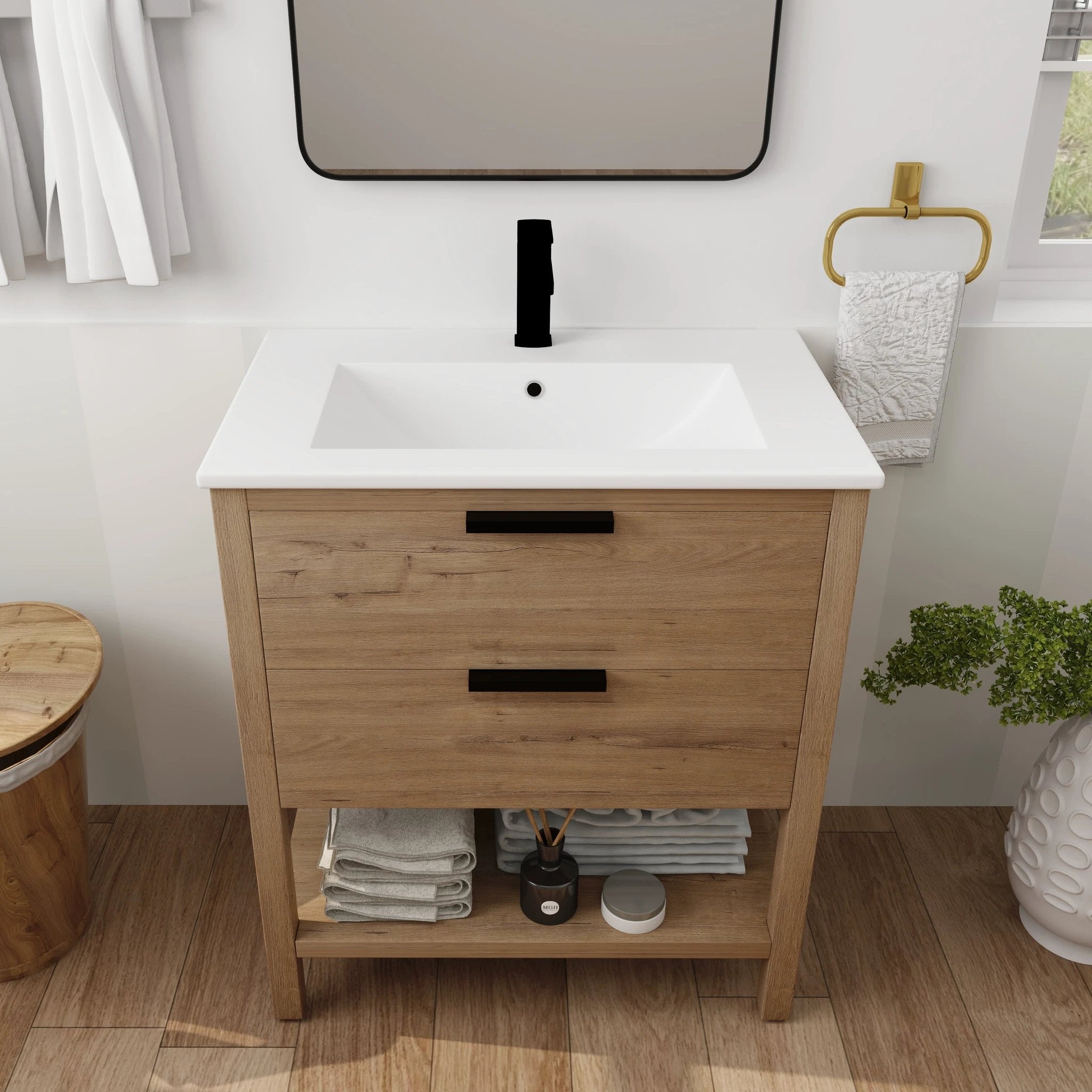 30 Inch Bathroom Vanity Plywood With 2 Drawers-BVB01030IMO-BL9075B by eprolo
