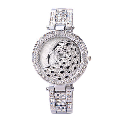 Montre tridimensionnelle léopard ornée de diamants pour femme