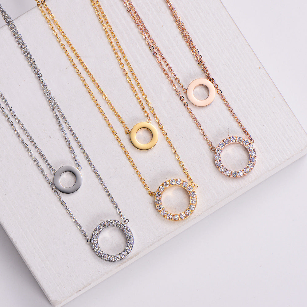 Bague et collier plaqués or 18 carats avec micro-incrustation de zircon pour femmes