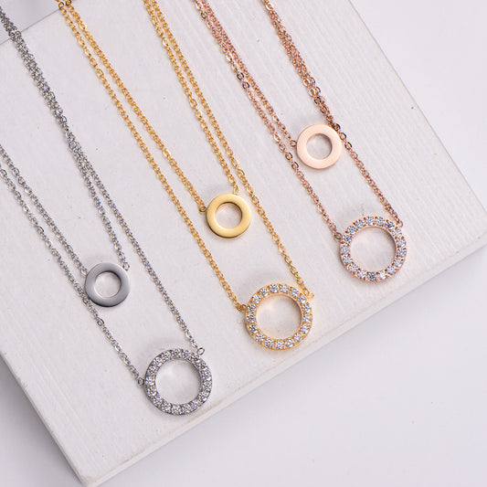 Bague et collier plaqués or 18 carats avec micro-incrustation de zircon pour femmes