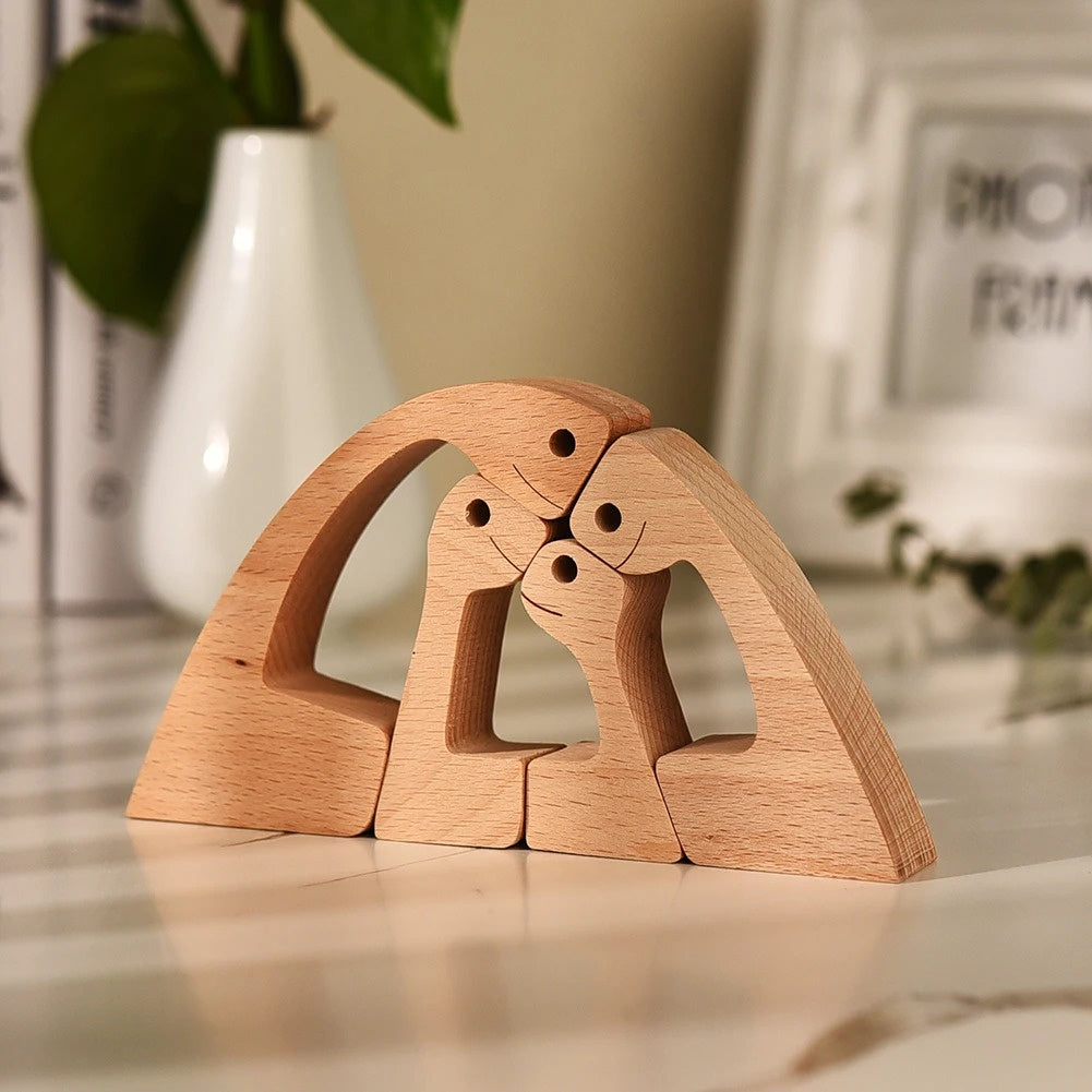 Adorno de Perro en Madera DIY Figura Escultura Decoración del Hogar Un Hombre Un Perro Escultura de Madera Regalos de Navidad Modelo Decorativo