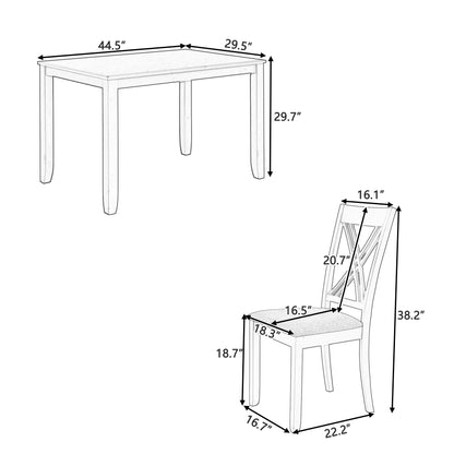 Ensemble de salle à manger 5 pièces en bois rustique minimaliste