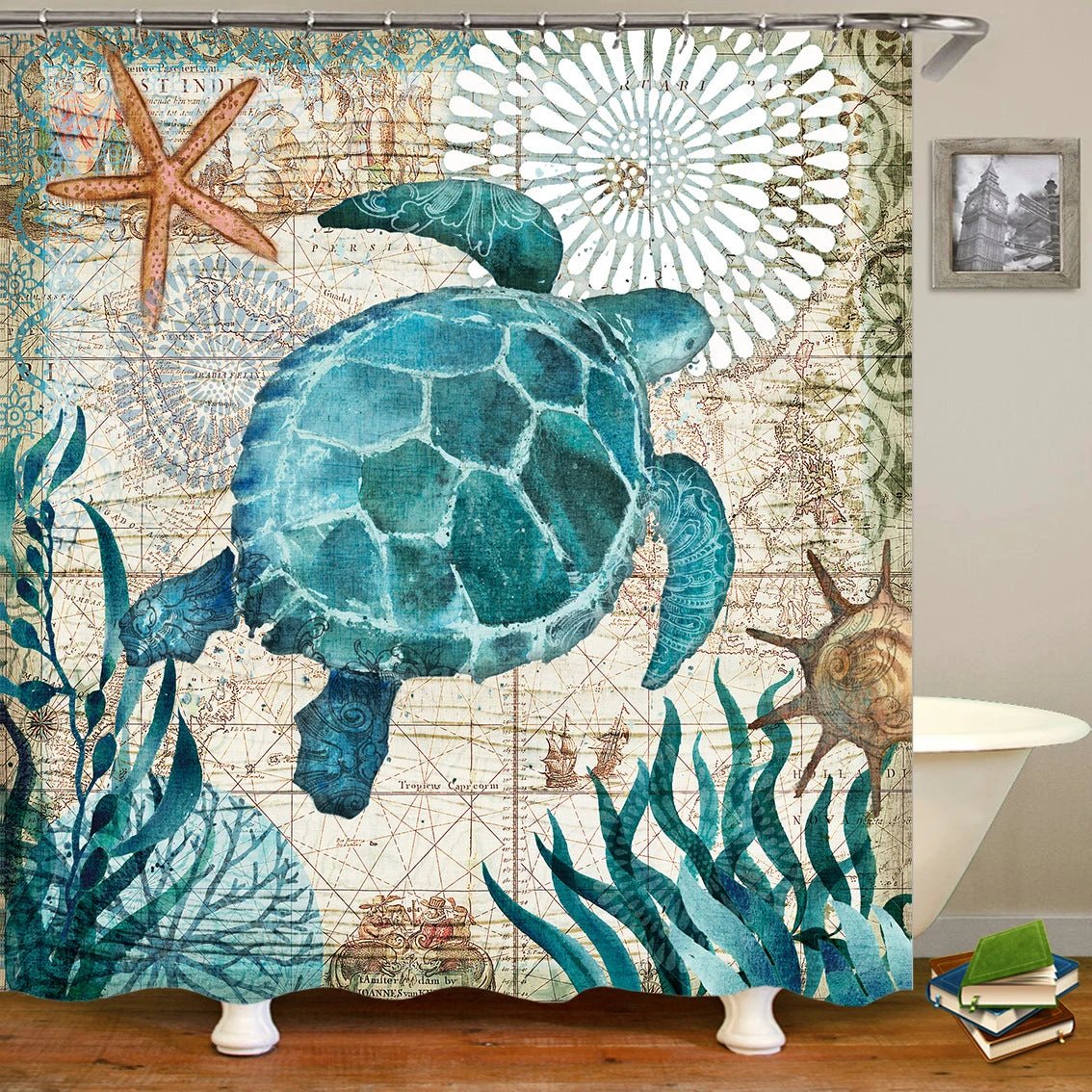 sea worldl Style Pattern Bathroom Shower Curtain by eprolo