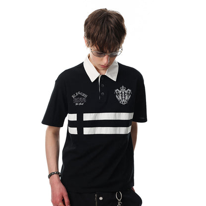 Polo de retazos a rayas con contraste