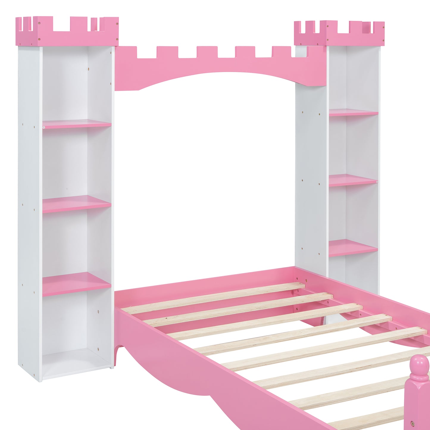 Cama de madera con forma de castillo