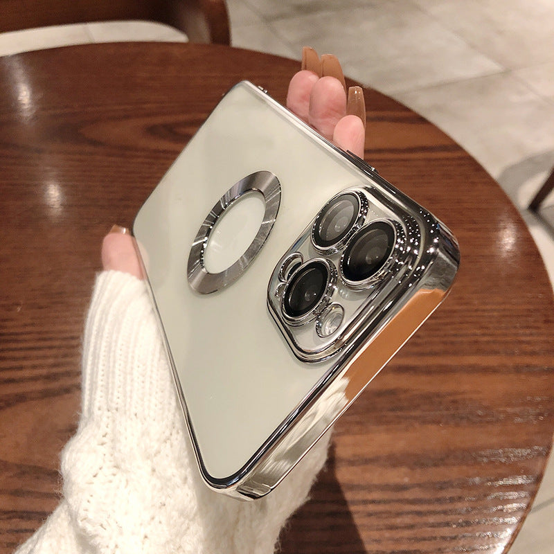 Funda de teléfono con protector de cámara. Funda de teléfono con electrochapado avanzado integrado con protector de lente para iPhone 12 13promax Simple 11 Suave