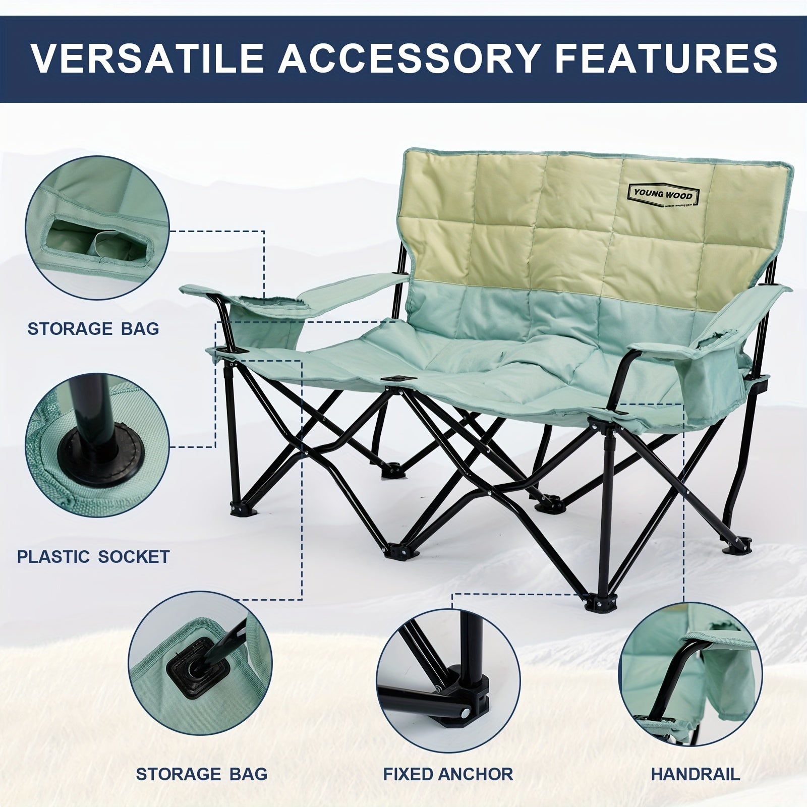 Fauteuil de camping double pliable 2 places pour l'extérieur