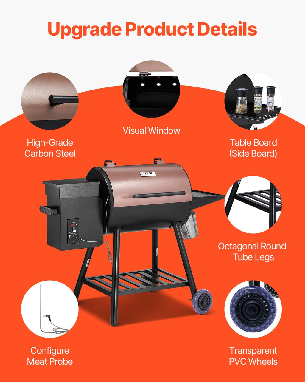 Parrilla de pellets de madera Ahumador Parrillas eléctricas para barbacoa al aire libre