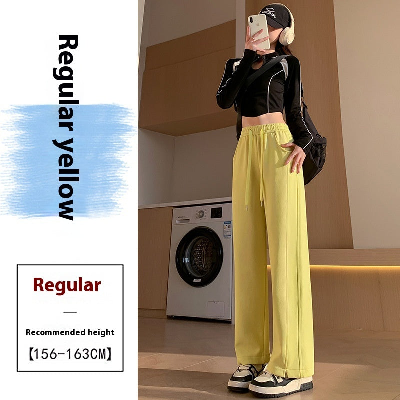 Pantalon de survêtement taille haute, long, fin, droit et ample pour le sport et les loisirs