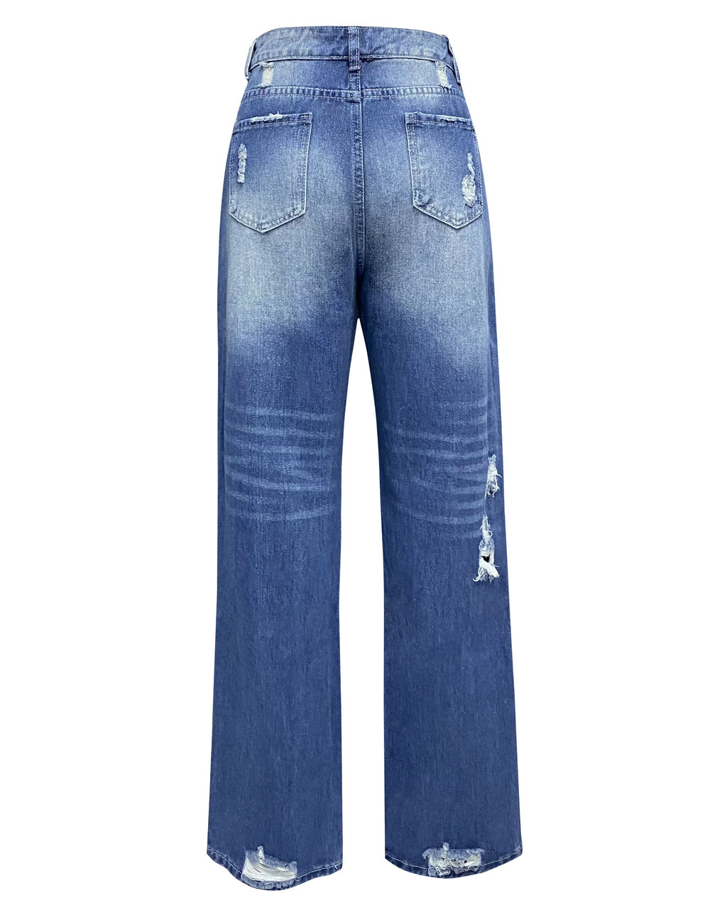Jean déchiré Ample Large Jambe Denim Pantalon Décontracté Navette Pantalon Vêtements pour Femmes