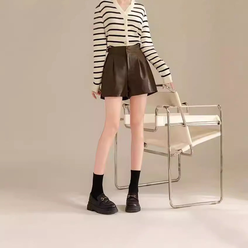New High-waiste Figure-flattering A-line Wide-leg Pants For Outerwear