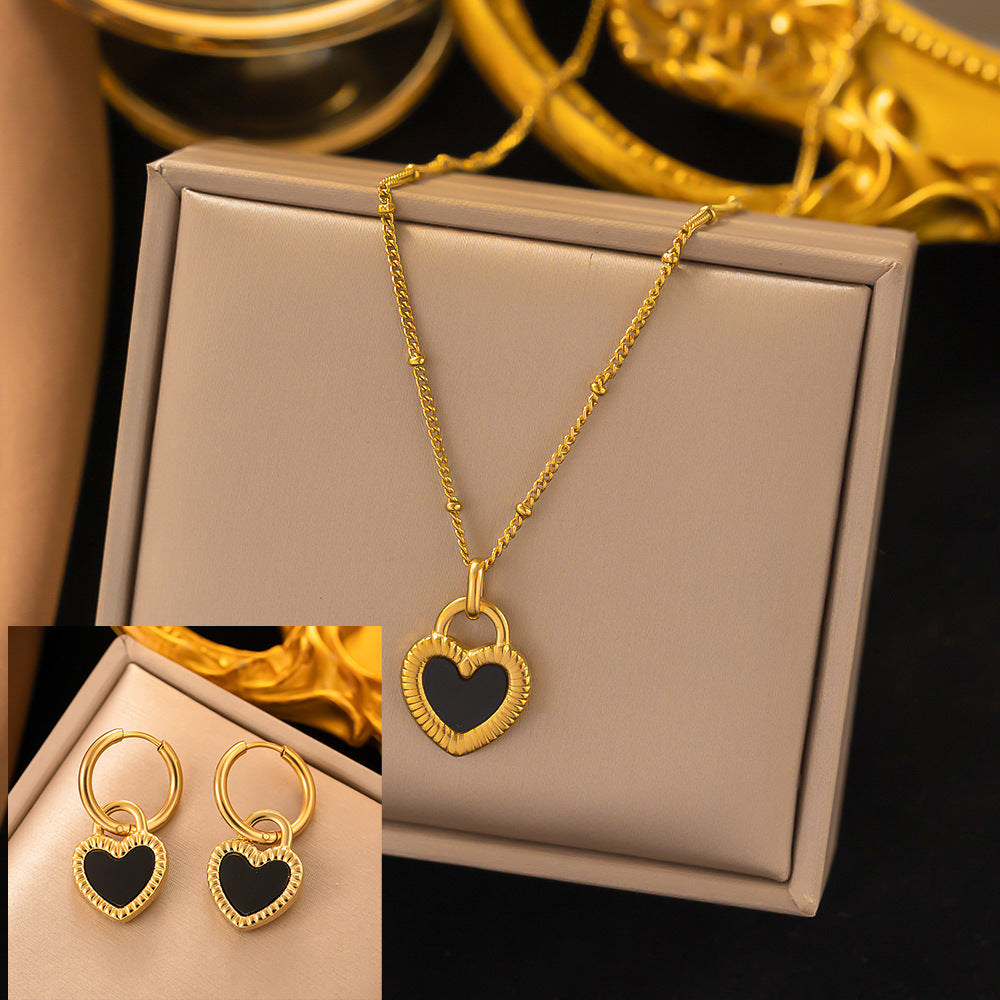 Juego de joyas de acero inoxidable para mujer: collar y pendientes