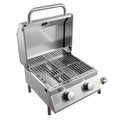 Parrilla de gas de sobremesa, parrilla de propano portátil de acero inoxidable de 2 quemadores