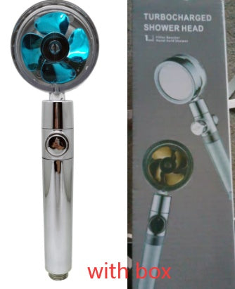 Cabezal de Ducha con Ahorro de Agua, Flujo Giratorio 360 Grados con Pequeño Ventilador, Boquilla Rociadora de Alta Presión de Lluvia de ABS, Accesorios de Baño
