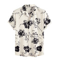 Short Sleeve Men's Rose Print Fashion Casual Men's Shirt
