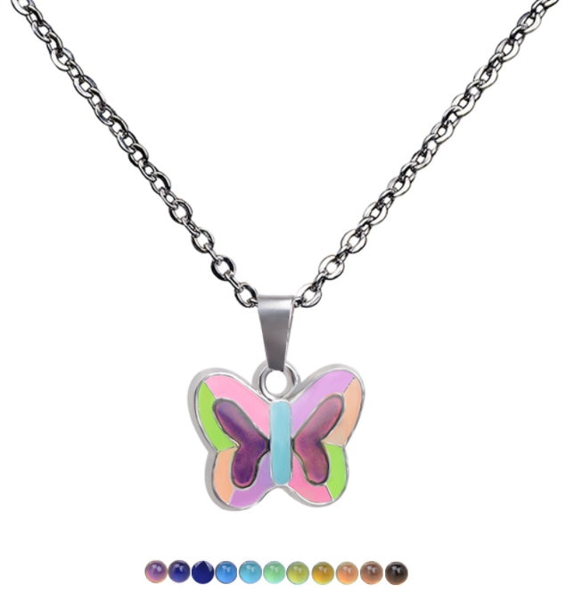 Collar con colgante que cambia de color termocromático con gema corte vintage para mujer
