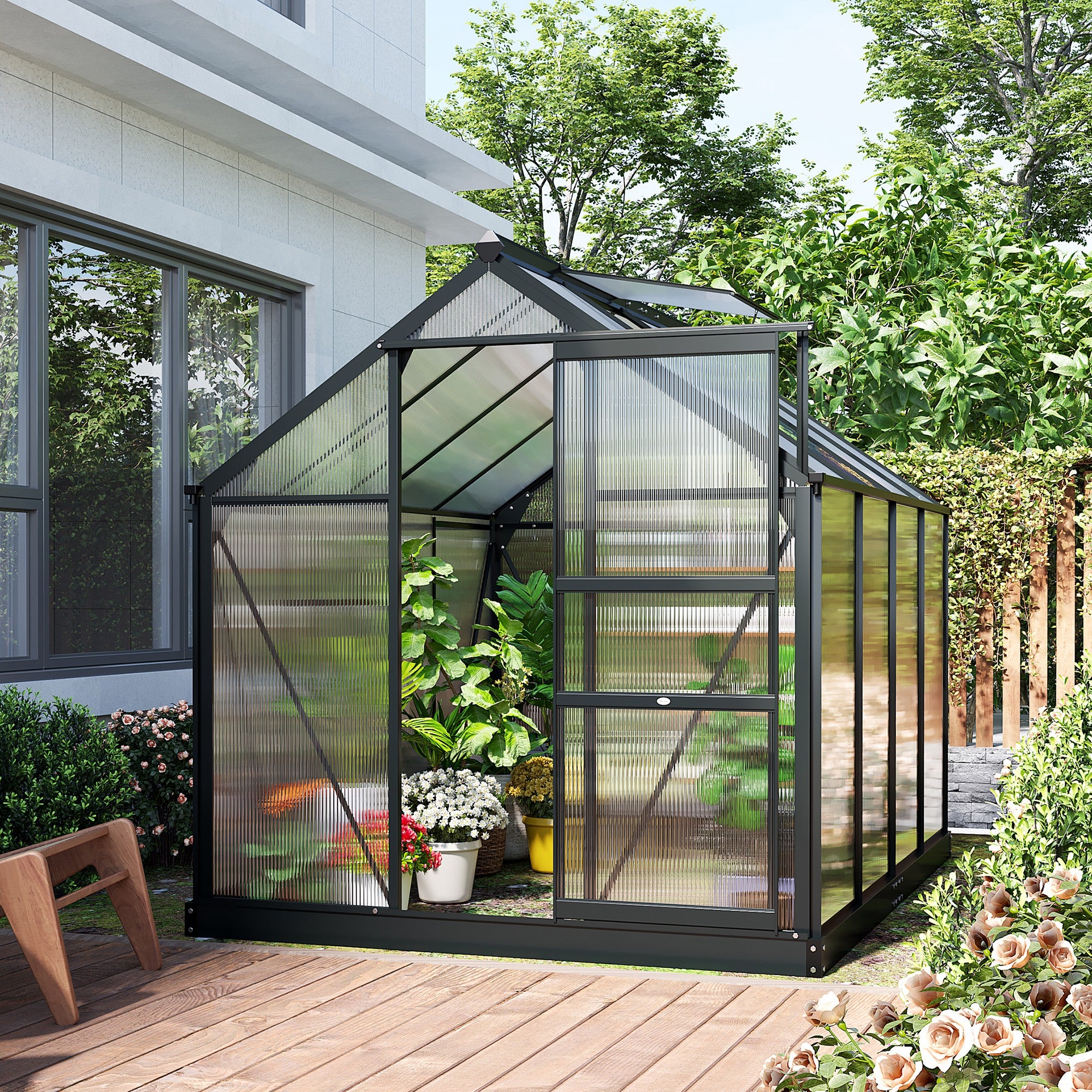 Polycarbonate Greenhouse, Heavy Duty Outdoor Aluminum Walk-in