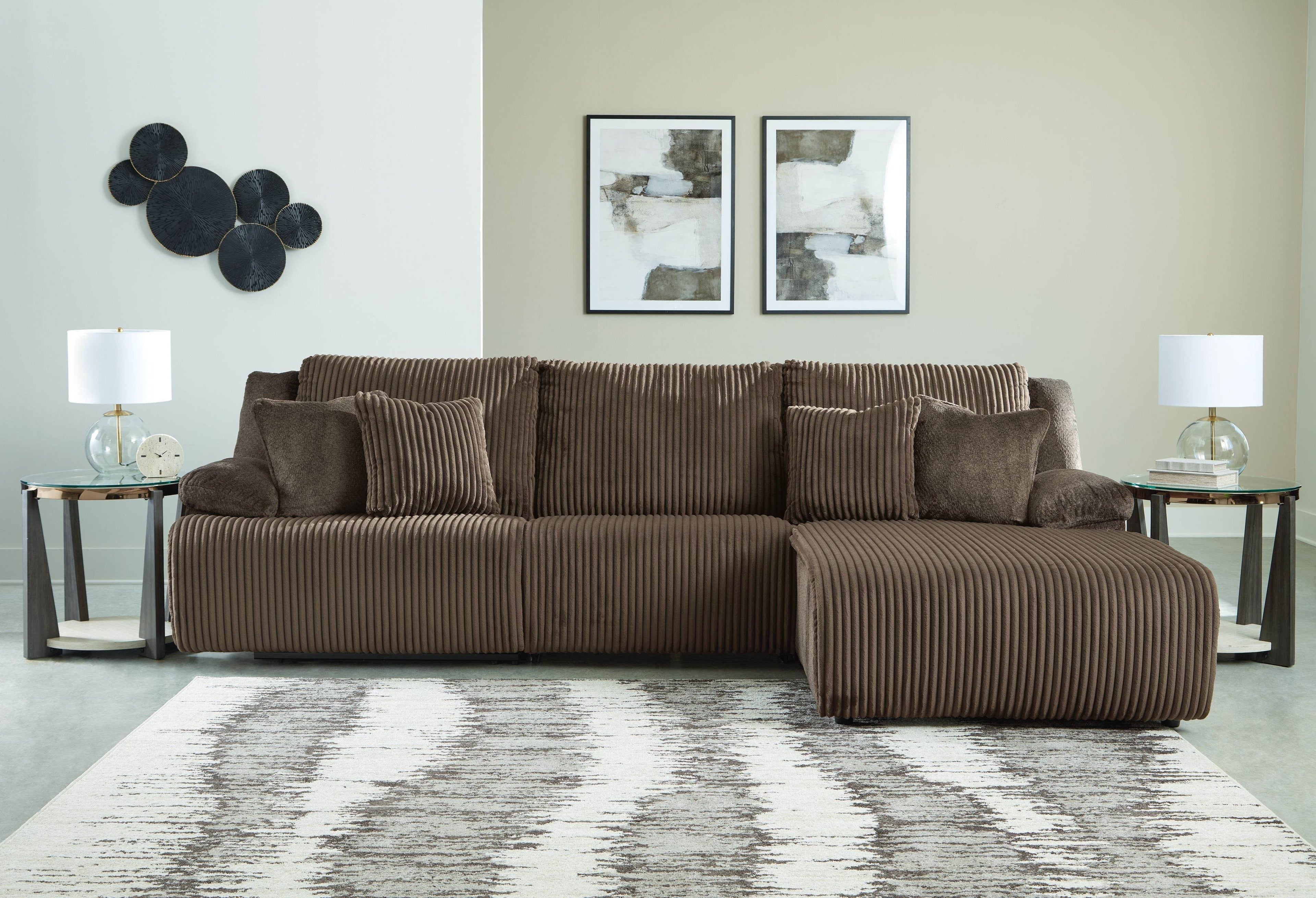Top Tier - 3-Piece Sectional Reclining Sofa With Right-Arm Facing Press Back Chaise - Chocolate-1