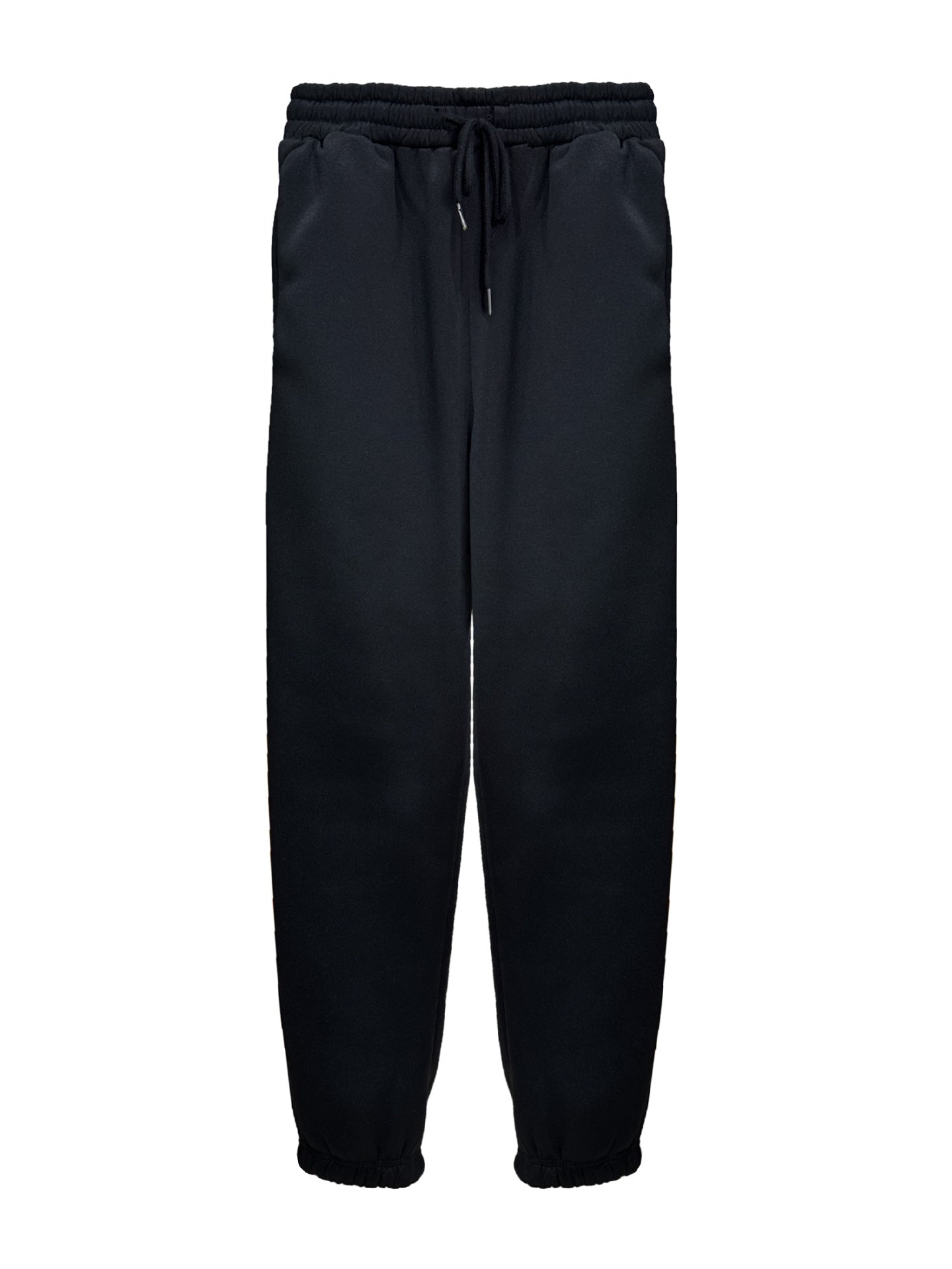 Pantalon de jogging décontracté en molleton uni avec fourrure, taille haute, ample et fuselé, pour la maison