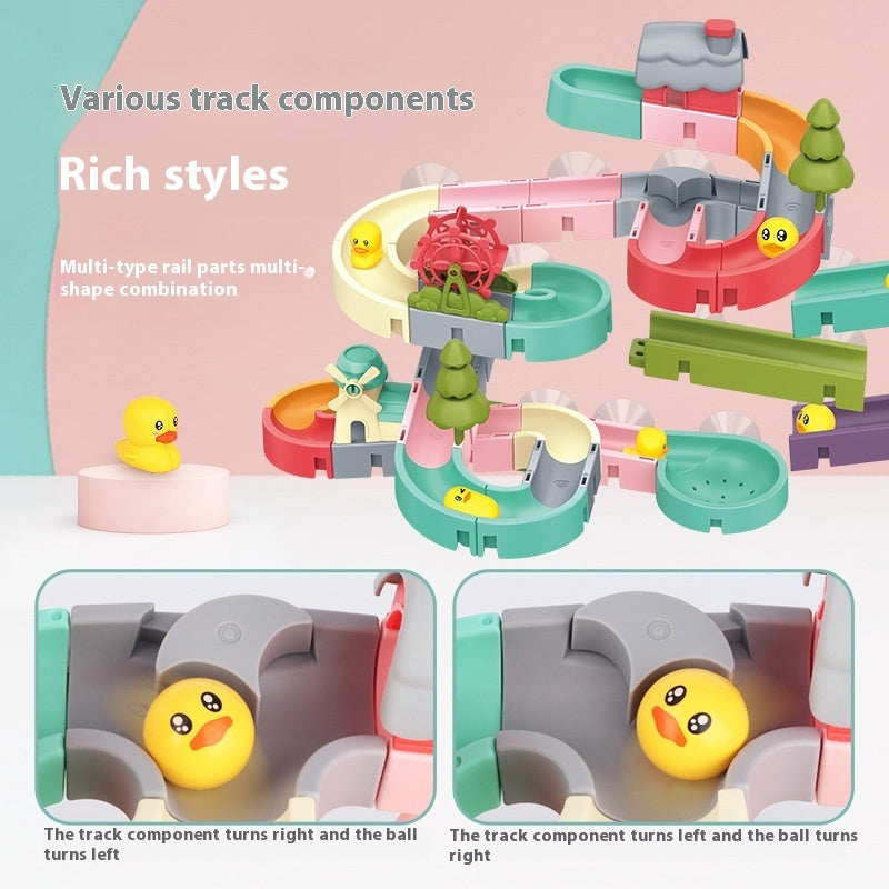 Jouets de bain à assembler avec piste, canard, table rotative pour douche et salle de bain