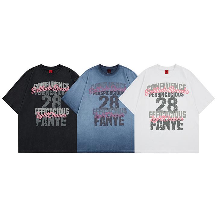 Chemise à manches courtes imprimée graffiti dégradé délavé