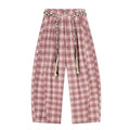 Starry Plaid Loose Silhouette Curved Knife Pants by eprolo