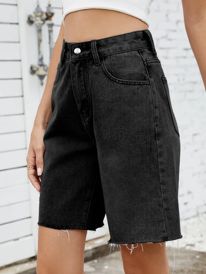 Shorts vaqueros con bajo sin rematar lavados