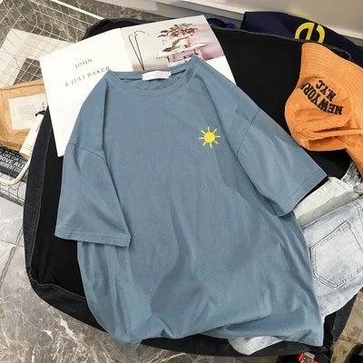 Vintage-inspired Loose Cartoon Embroidered Girl's Short Sleeve T-Shirt Women Fashion Casual Oversized Top by eprolo