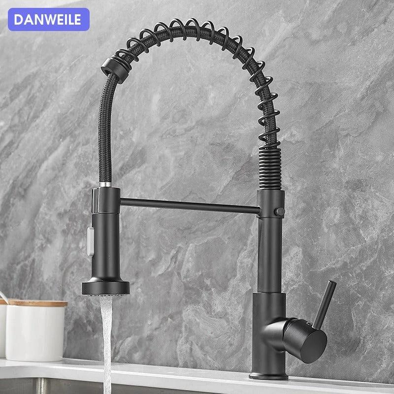 All copper rotatable cold and hot water dual mode sink, kitchen spring faucet by eprolo