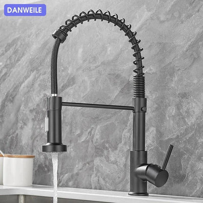 All copper rotatable cold and hot water dual mode sink, kitchen spring faucet by eprolo