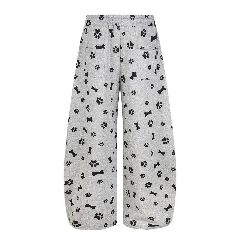 Full printed cartoon puppy casual curved knife wide leg pants by eprolo