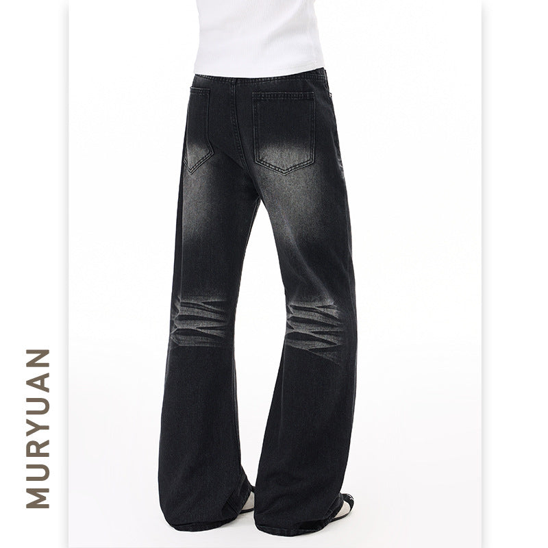 Style Wrinkle Catwhisker Flared Jeans for Men
